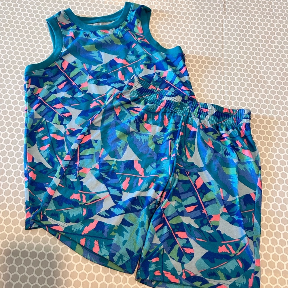Cat & Jack Teal and Pink Tropical Tank & Shorts Set